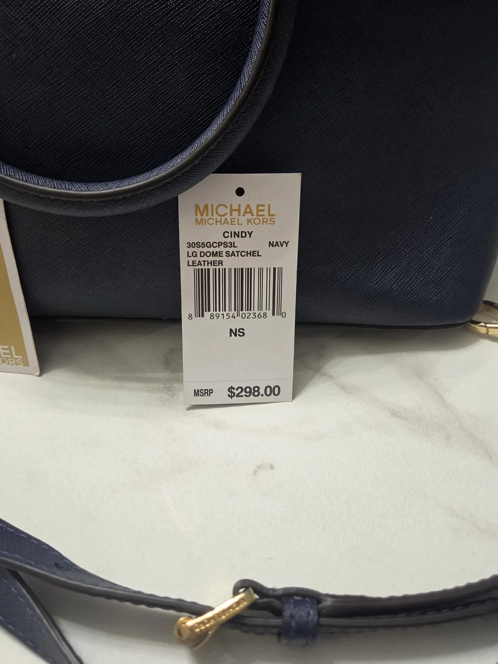 Michael Kors Navy Saffiano Dome Satchel